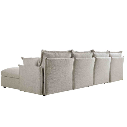 Canapé modulaire Byron Pillow Edge Mist Grey Boucle, méridienne 4 places