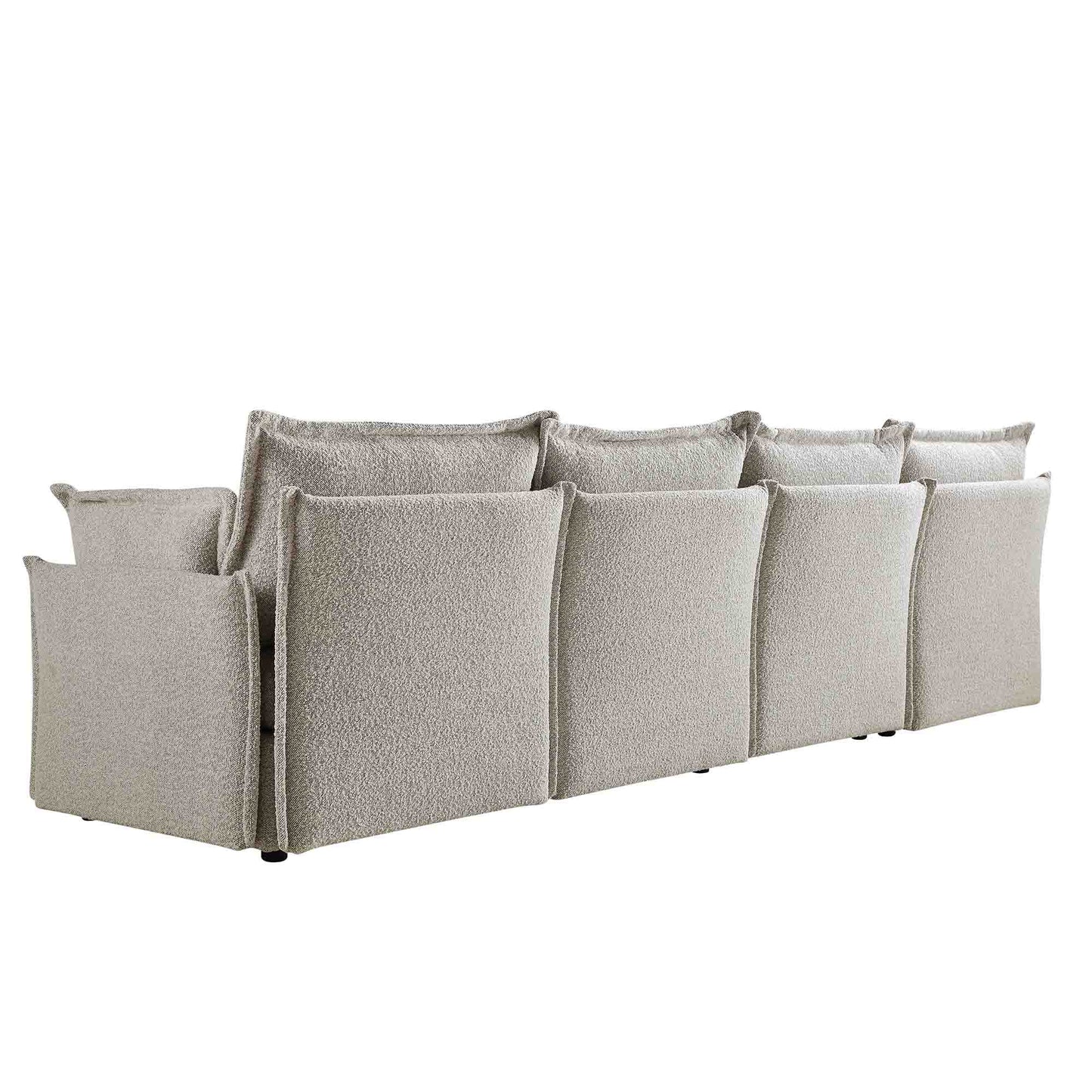 Canapé modulable Byron Pillow Edge Mist Grey Boucle, 4 places