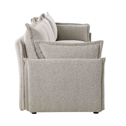 Canapé modulable Byron Pillow Edge Mist Grey Boucle, 4 places