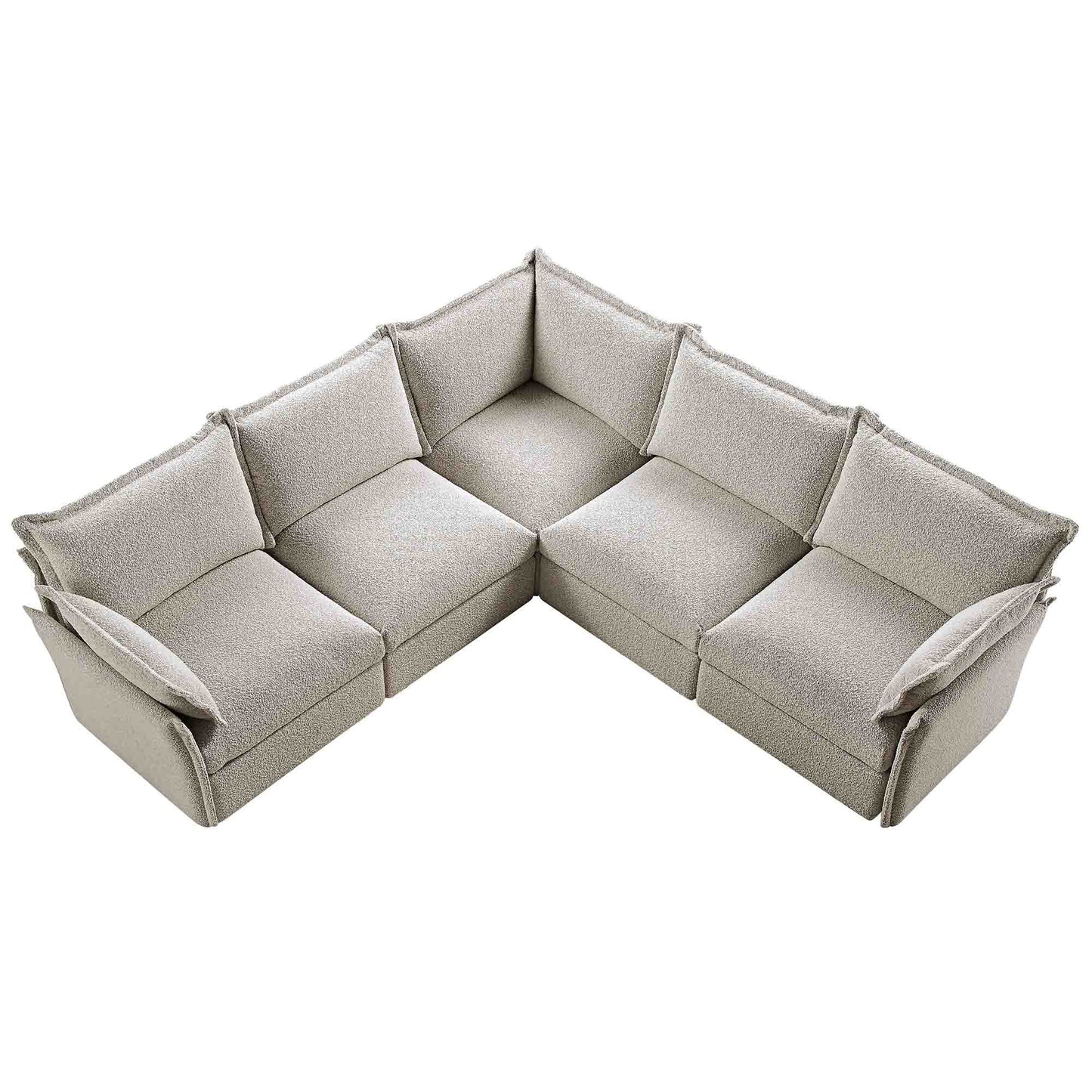 Canapé d'angle modulaire 5 places Byron Pillow Edge Mist Grey Boucle