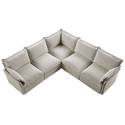 Canapé d'angle modulaire 5 places Byron Pillow Edge Mist Grey Boucle
