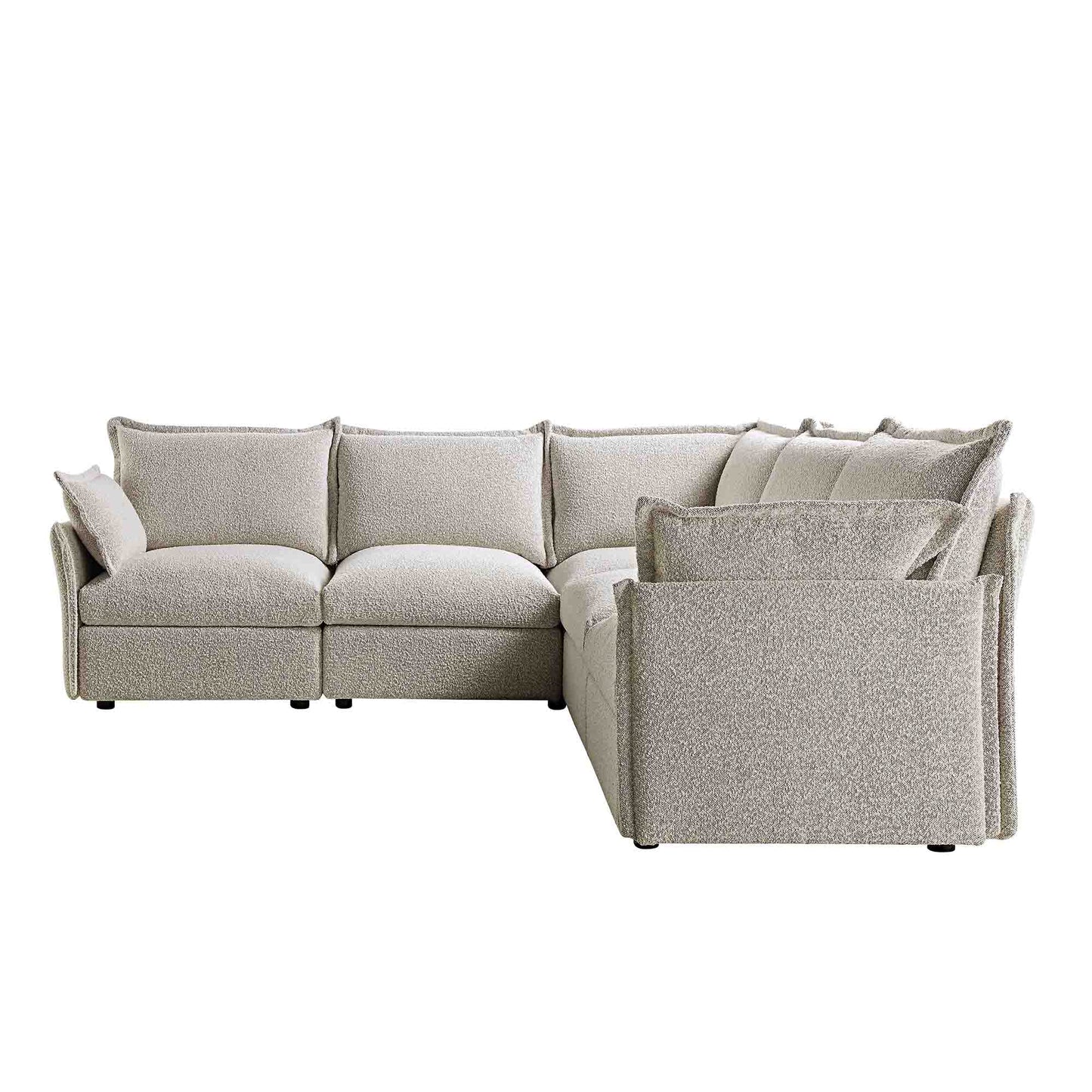 Canapé d'angle modulaire 5 places Byron Pillow Edge Mist Grey Boucle