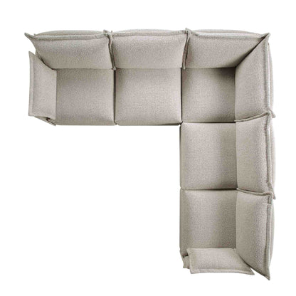 Canapé d'angle modulaire 5 places Byron Pillow Edge Mist Grey Boucle