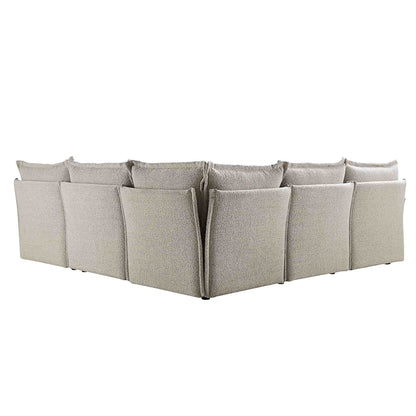 Canapé d'angle modulaire 5 places Byron Pillow Edge Mist Grey Boucle