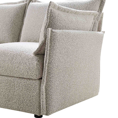 Canapé d'angle modulaire 5 places Byron Pillow Edge Mist Grey Boucle