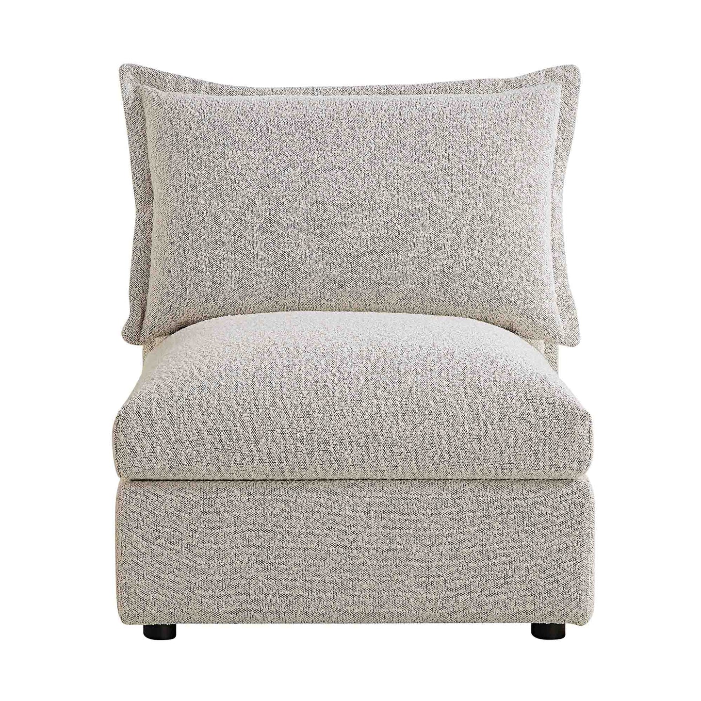 Canapé modulaire Byron Pillow Edge Mist Grey Boucle, 1 place sans accoudoirs