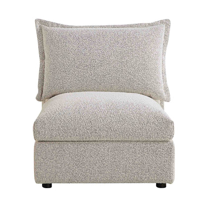 Canapé modulaire Byron Pillow Edge Mist Grey Boucle, 1 place sans accoudoirs