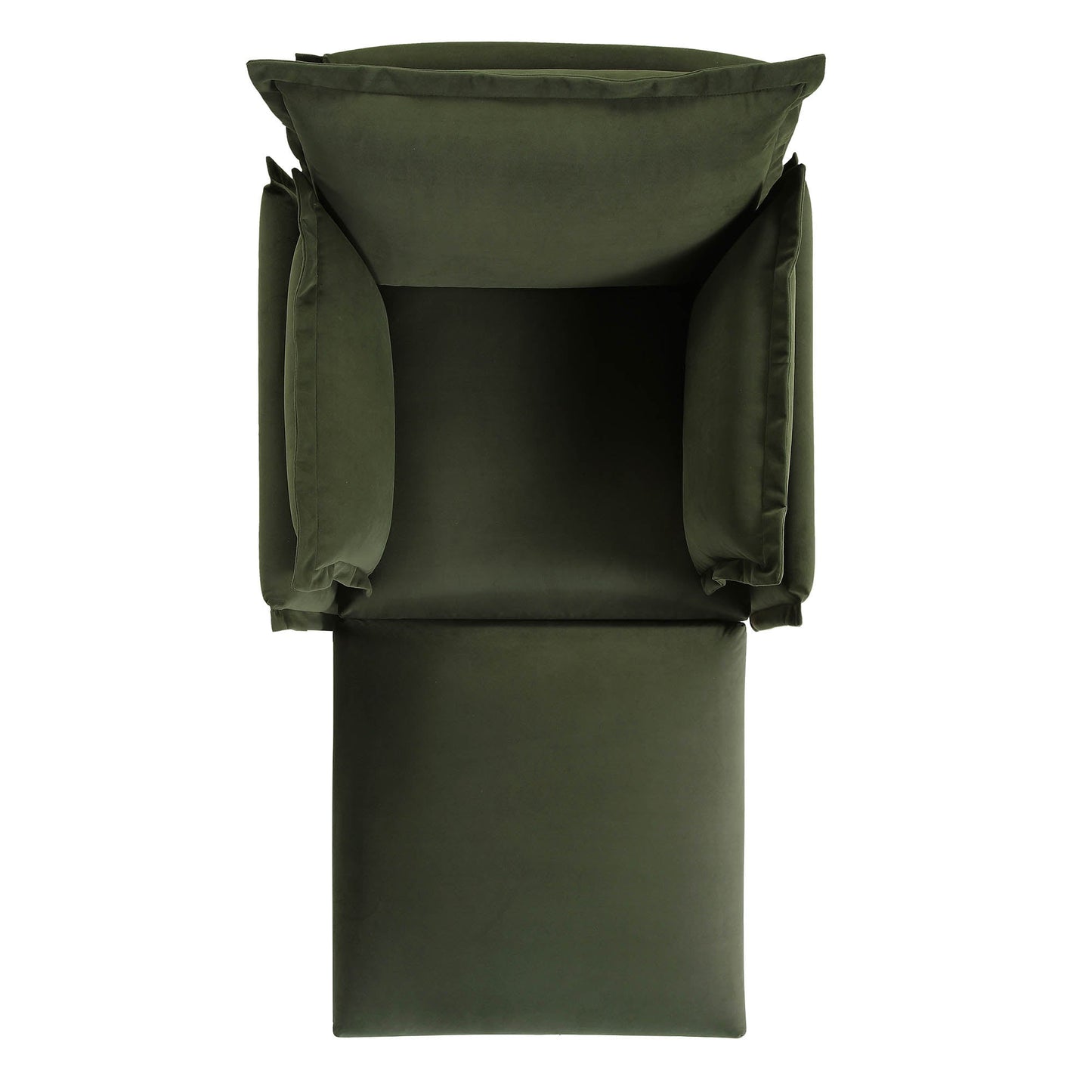 Canapé modulaire Byron Pillow Edge en velours vert mousse, méridienne 1 place