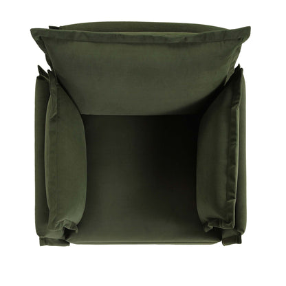Canapé modulable Byron Pillow Edge en velours vert mousse, 1 place