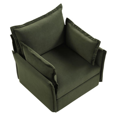 Canapé modulable Byron Pillow Edge en velours vert mousse, 1 place