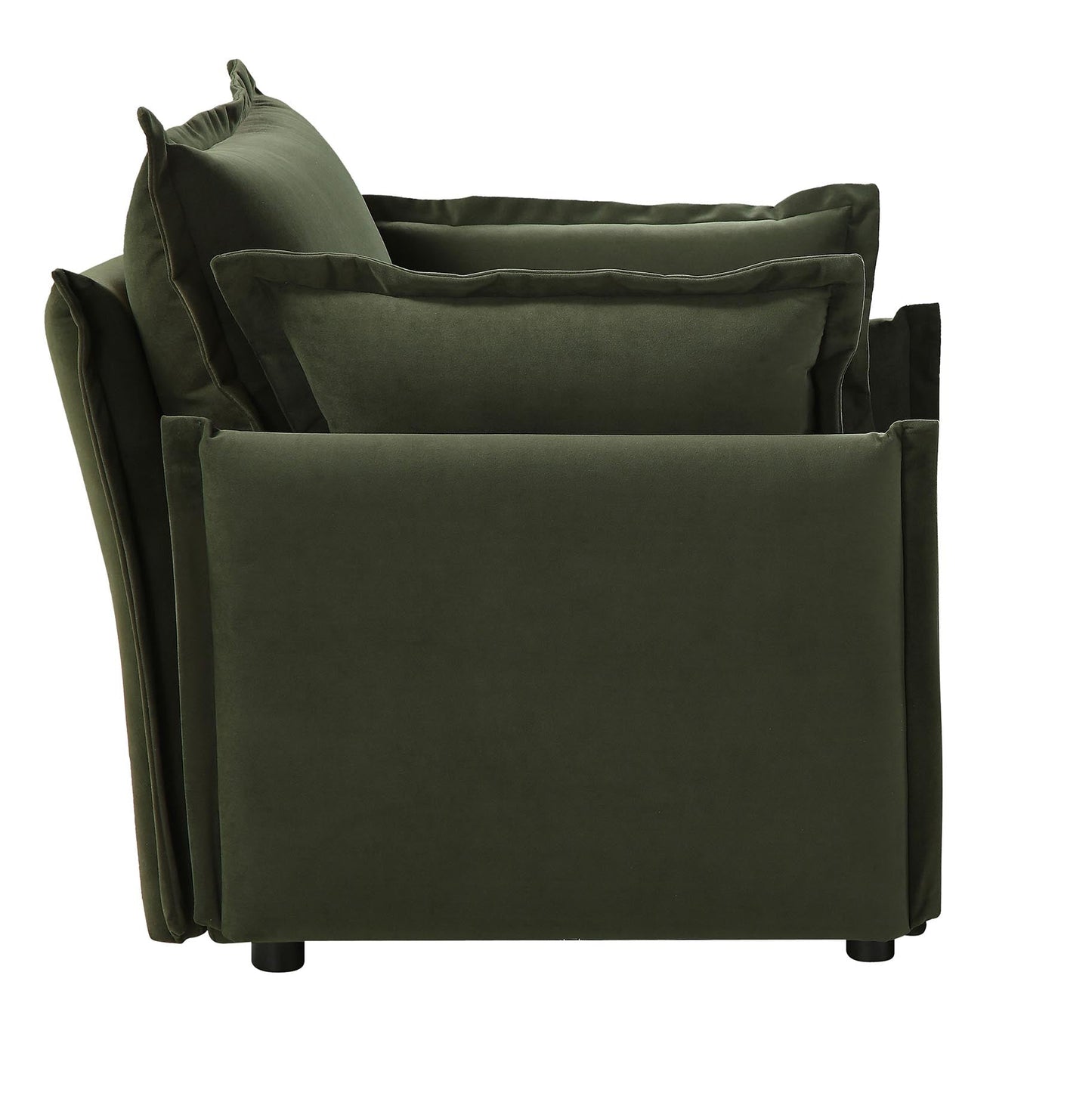Canapé modulable Byron Pillow Edge en velours vert mousse, 1 place