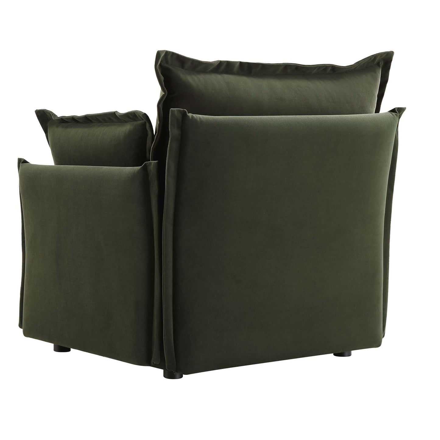 Canapé modulable Byron Pillow Edge en velours vert mousse, 1 place