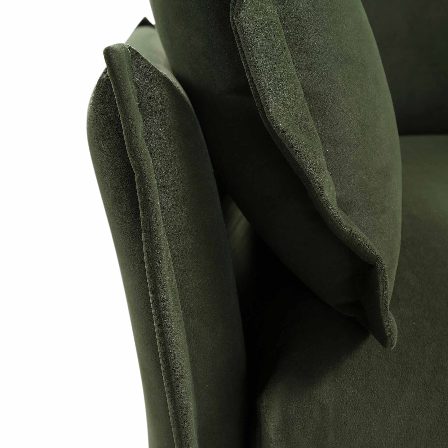 Canapé modulable Byron Pillow Edge en velours vert mousse, 1 place