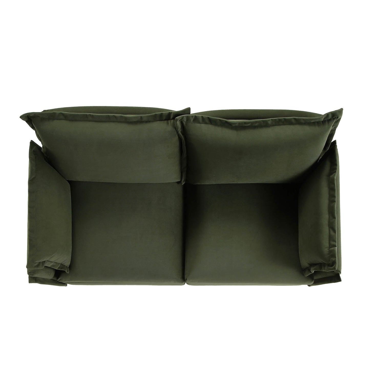 Canapé modulable Byron Pillow Edge en velours vert mousse, 2 places