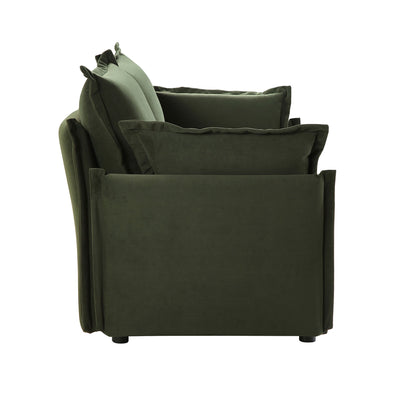 Canapé modulable Byron Pillow Edge en velours vert mousse, 2 places