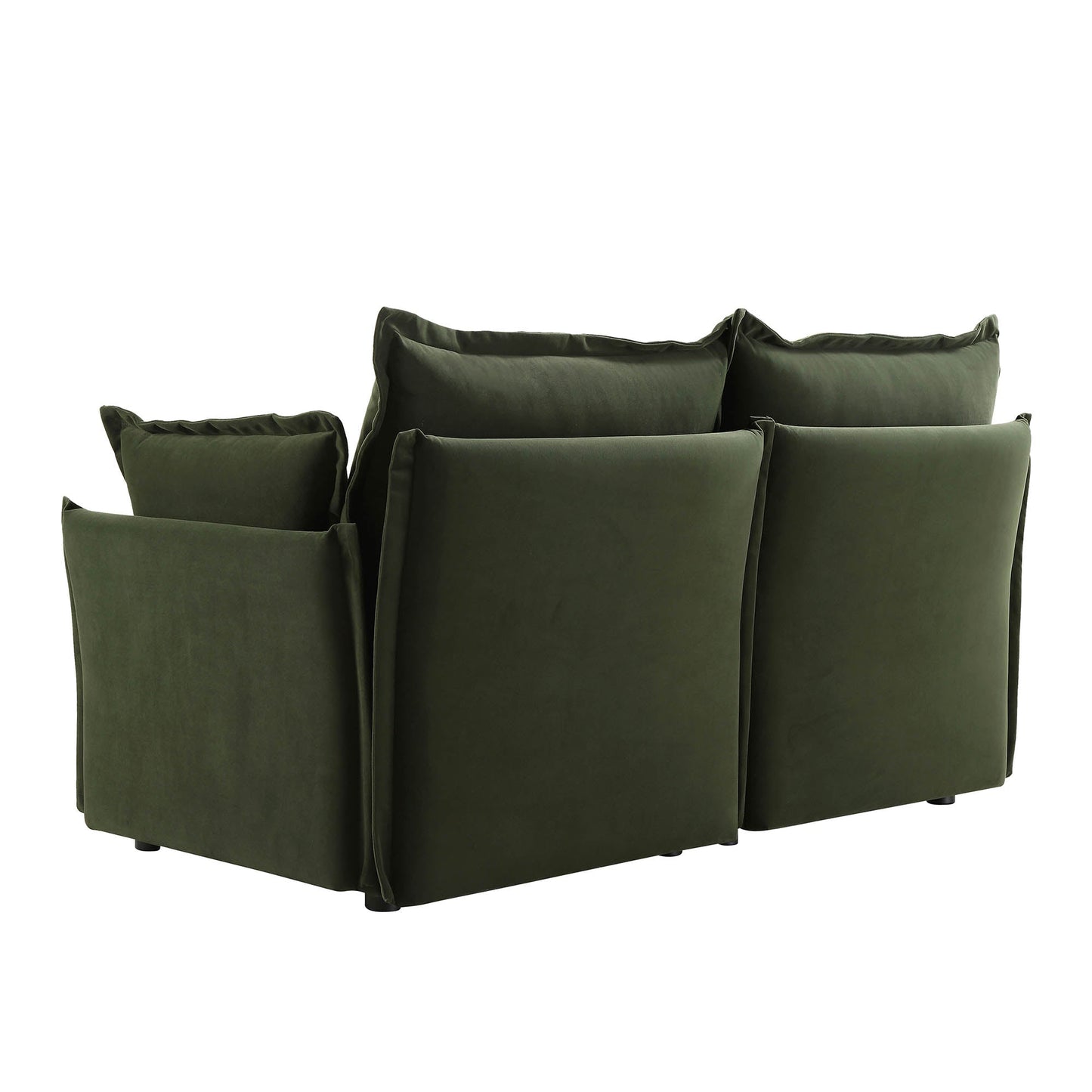 Canapé modulable Byron Pillow Edge en velours vert mousse, 2 places