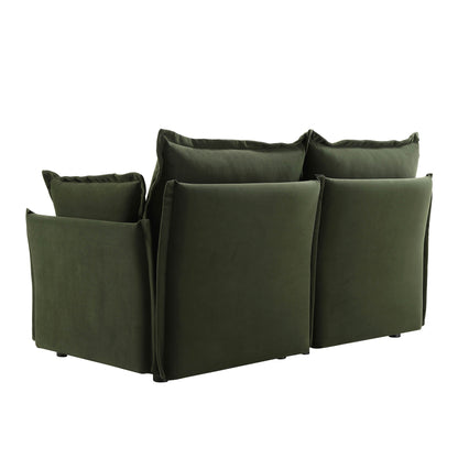 Canapé modulable Byron Pillow Edge en velours vert mousse, 2 places