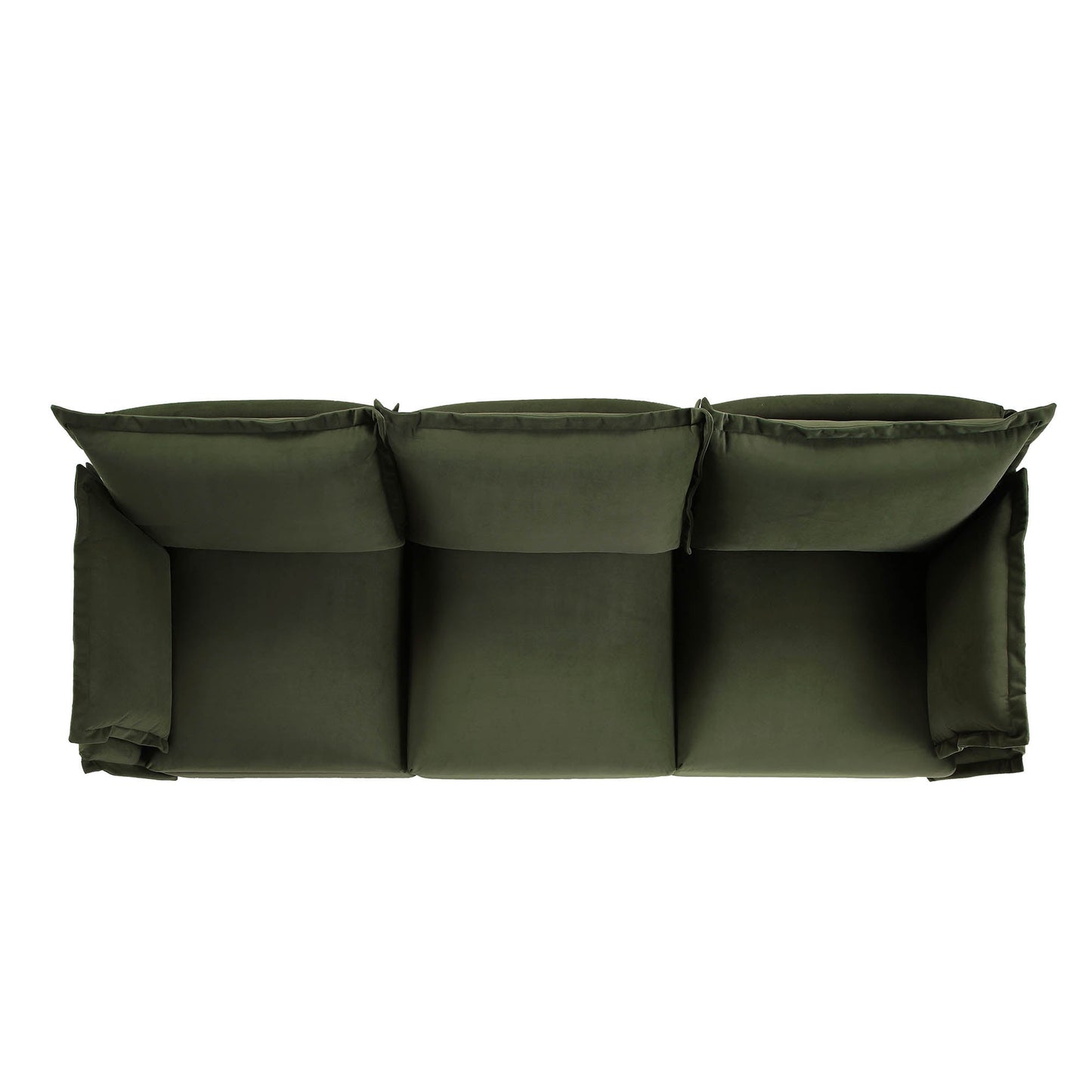 Canapé modulable Byron Pillow Edge en velours vert mousse, 3 places