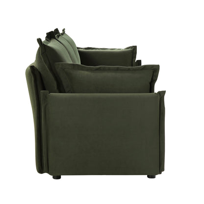 Canapé modulable Byron Pillow Edge en velours vert mousse, 3 places