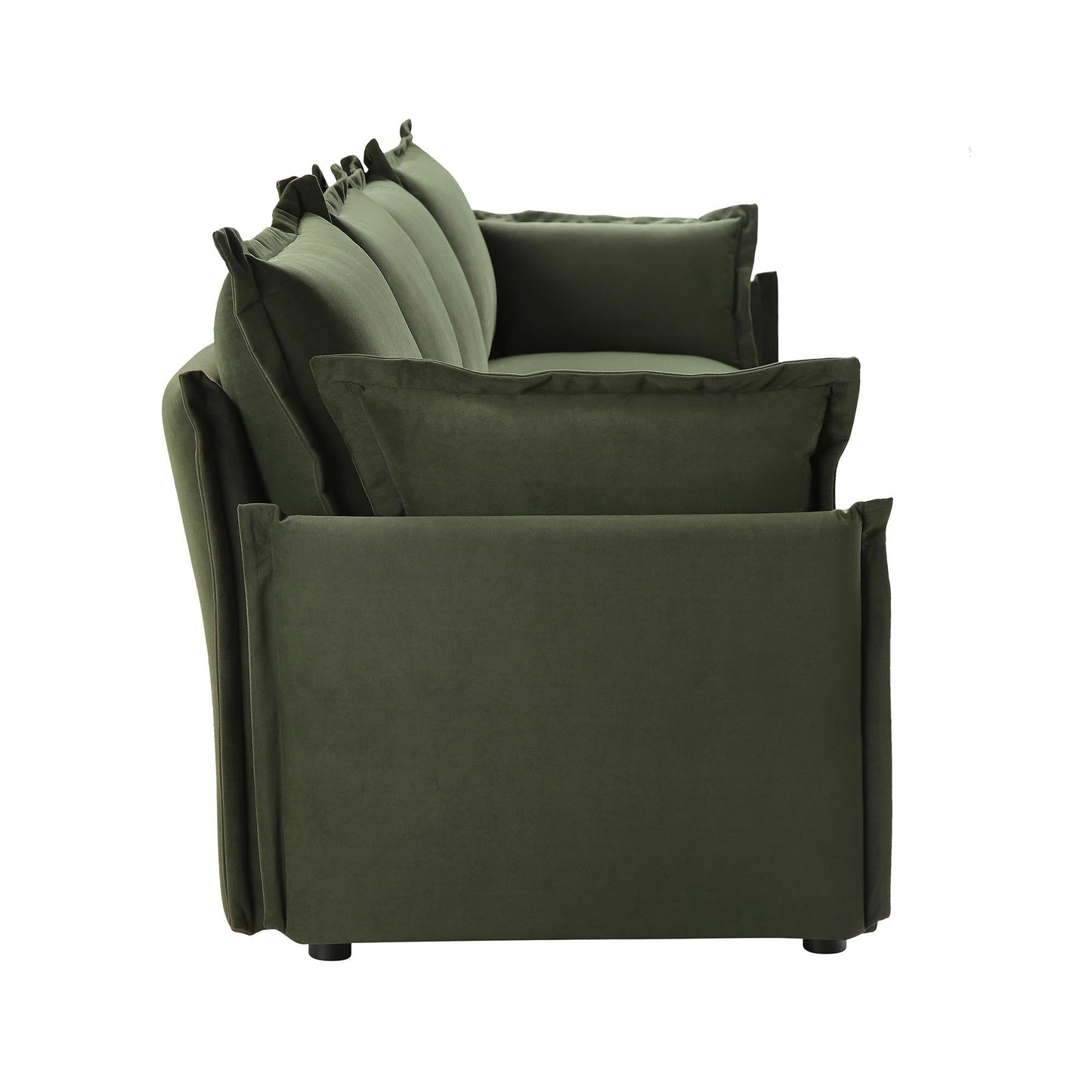 Canapé modulable Byron Pillow Edge en velours vert mousse, 4 places