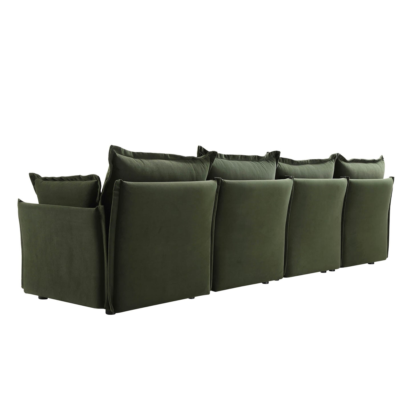 Canapé modulable Byron Pillow Edge en velours vert mousse, 4 places
