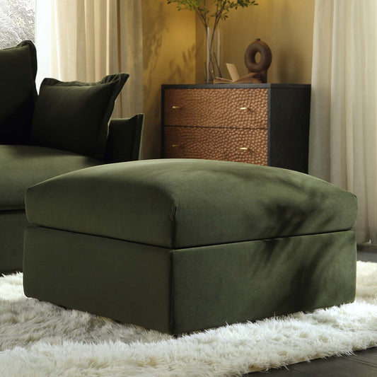 Pouf en velours vert mousse Byron