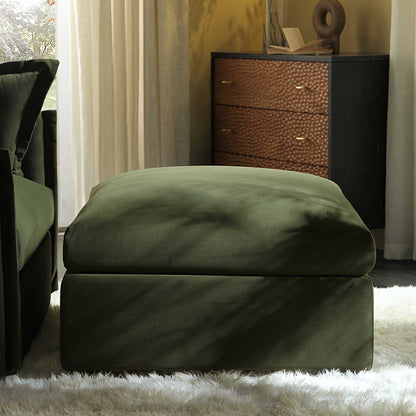 Pouf en velours vert mousse Byron
