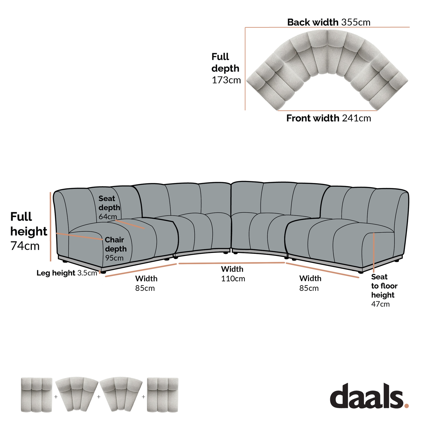 Canapé d'angle modulaire Granvia en velours vert mousse, 4 places