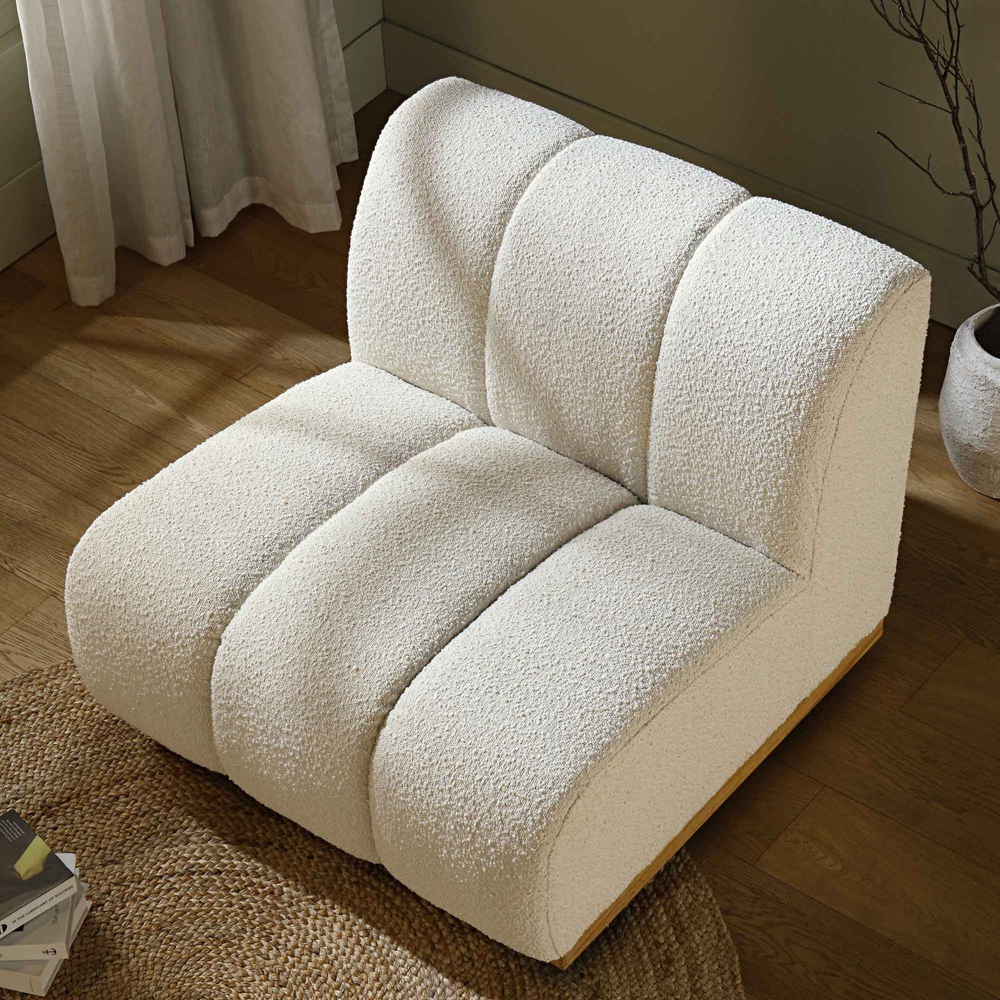 Canapé Modulable Granvia Ecru Boucle, Canapé 1 Place sans Accoudoirs