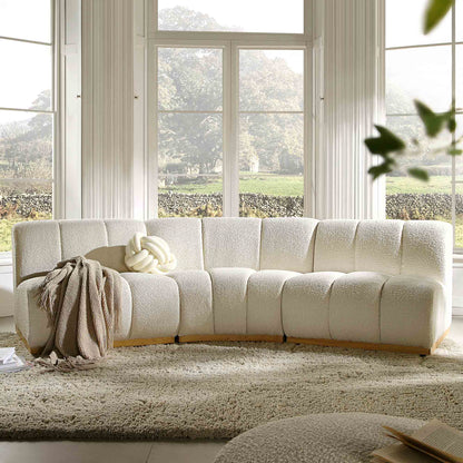Canapé Modulable Granvia Ecru Boucle, Canapé d'Angle 3 Places
