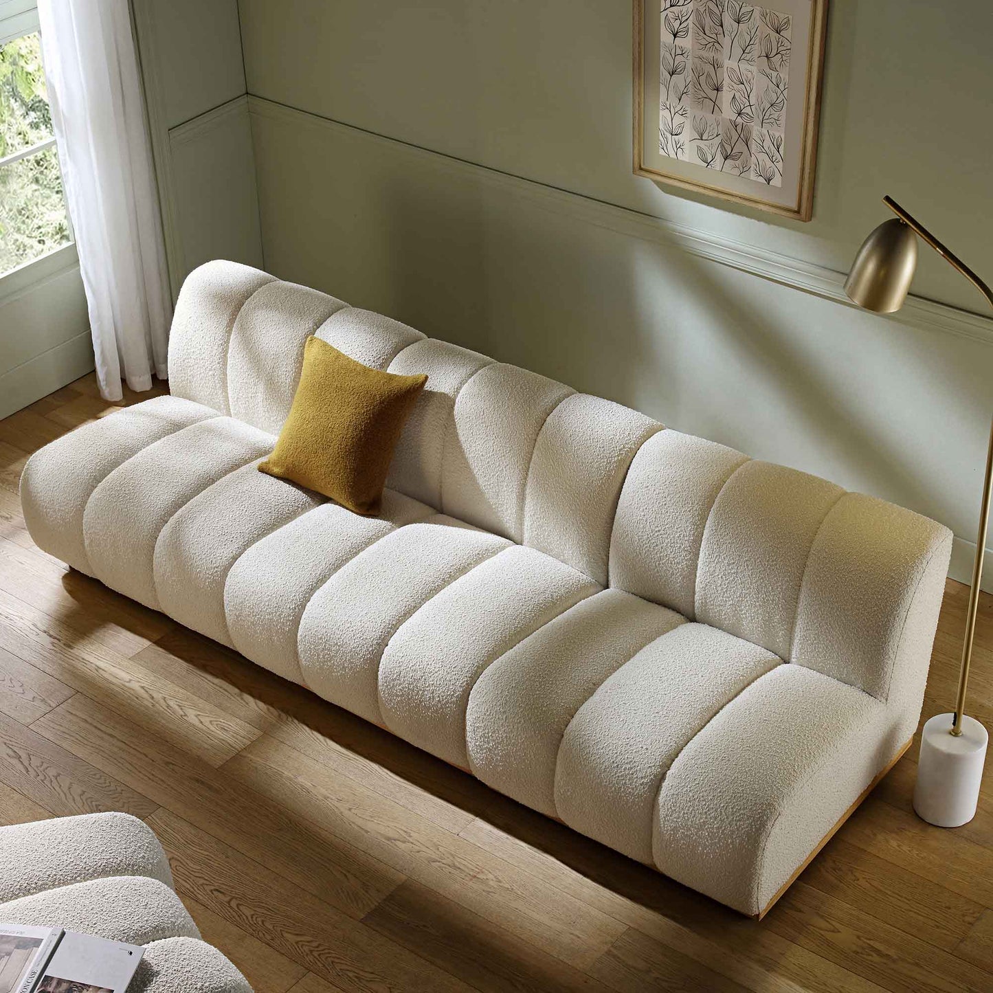 Canapé Modulable Granvia Ecru Boucle, Canapé 3 Places