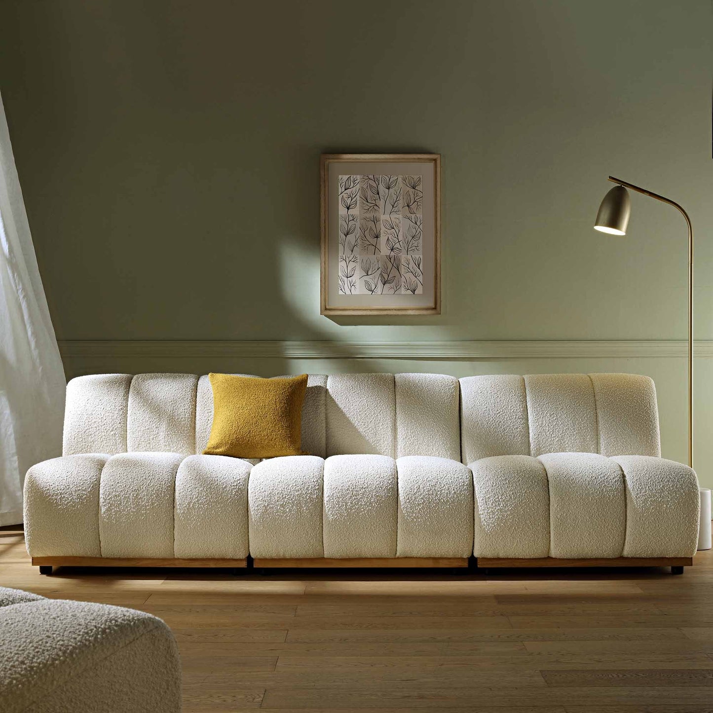 Canapé Modulable Granvia Ecru Boucle, Canapé 3 Places