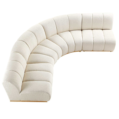 Canapé Modulable Granvia Ecru Boucle, Grand Canapé d'Angle 4 Places