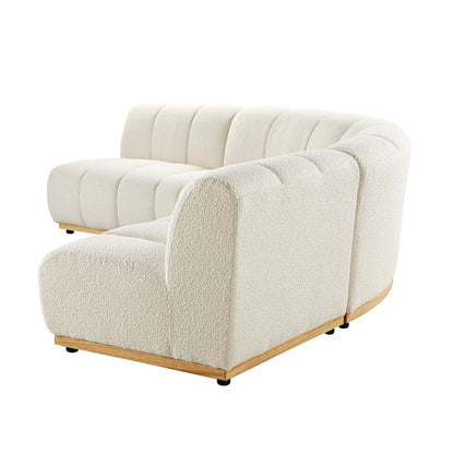 Canapé Modulable Granvia Ecru Boucle, Grand Canapé d'Angle 4 Places