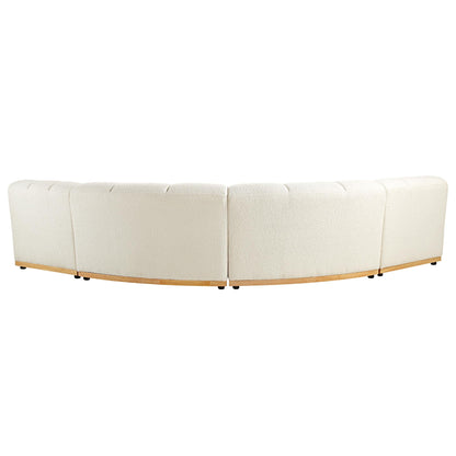 Canapé Modulable Granvia Ecru Boucle, Grand Canapé d'Angle 4 Places