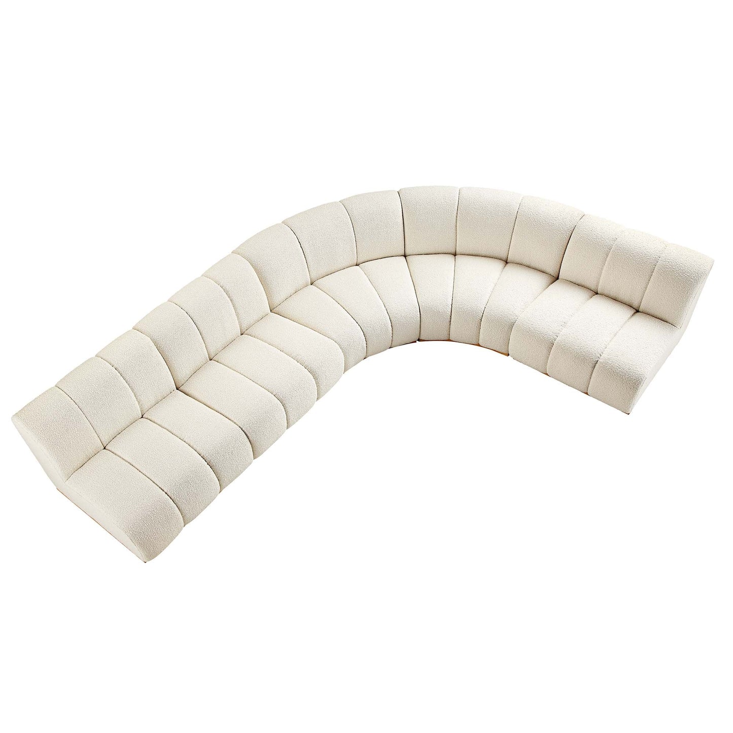 Canapé Modulable Granvia Ecru Boucle, Grand Canapé 5 Places en L