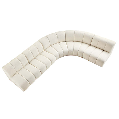 Canapé Modulable Granvia Ecru Boucle, Grand Canapé 5 Places en L