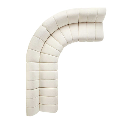 Canapé Modulable Granvia Ecru Boucle, Grand Canapé 5 Places en L