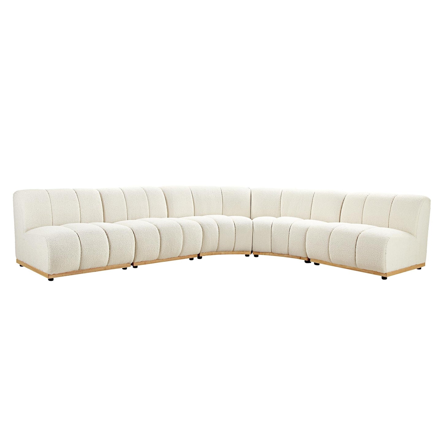 Canapé Modulable Granvia Ecru Boucle, Grand Canapé 5 Places en L