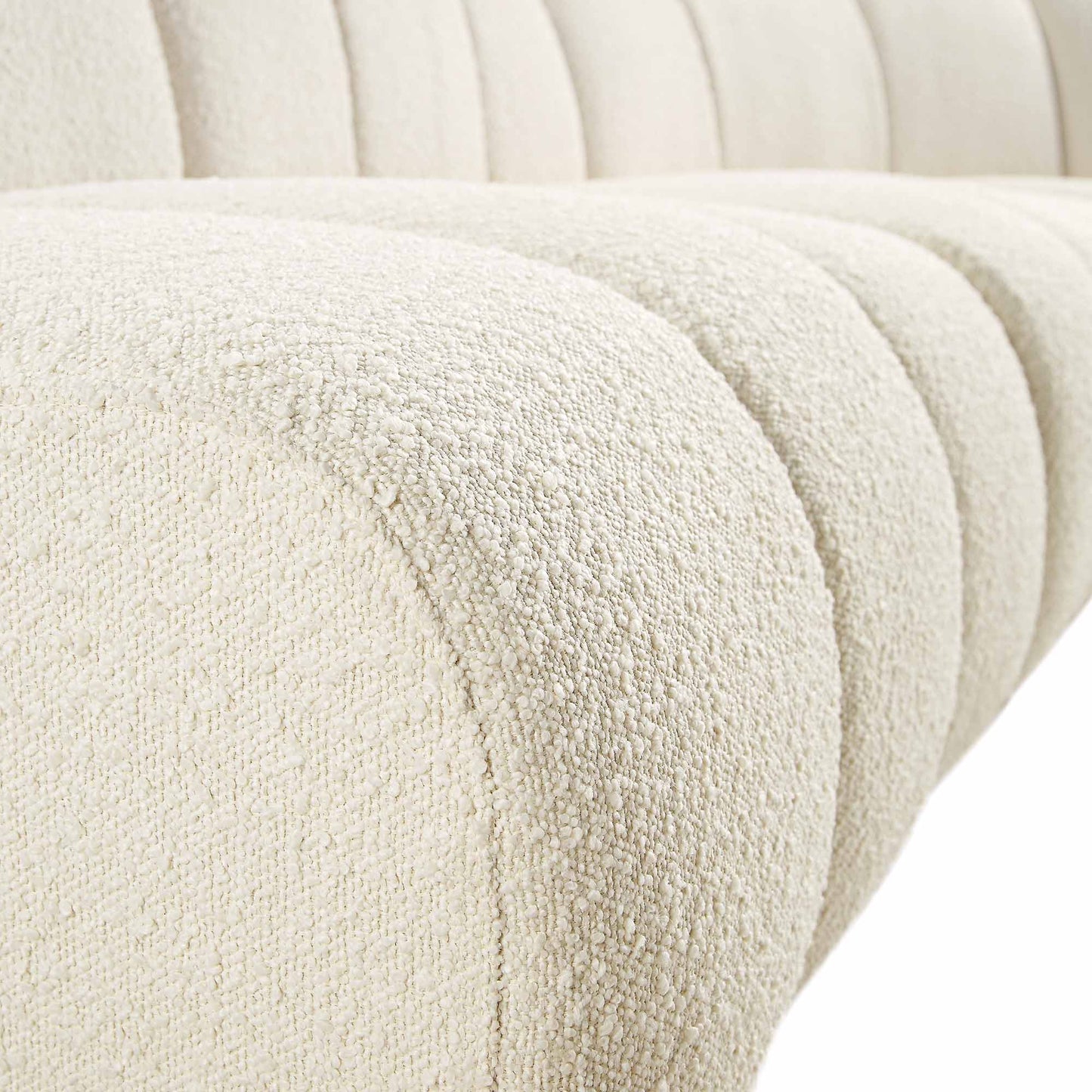 Canapé Modulable Granvia Ecru Boucle, Grand Canapé 5 Places en L