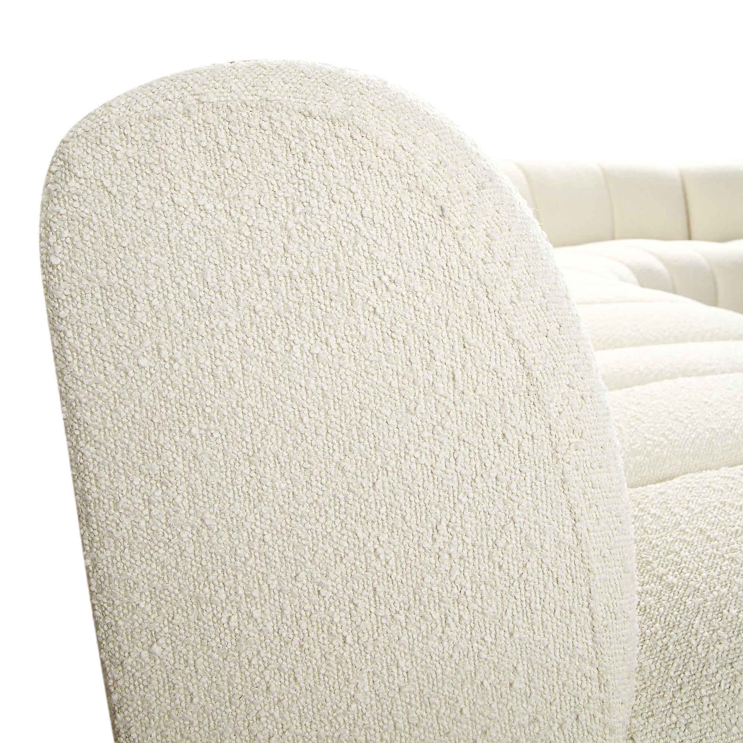 Canapé Modulable Granvia Ecru Boucle, Grand Canapé 5 Places en L