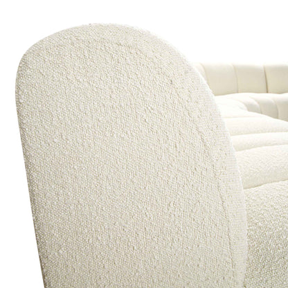 Canapé Modulable Granvia Ecru Boucle, Grand Canapé 5 Places en L