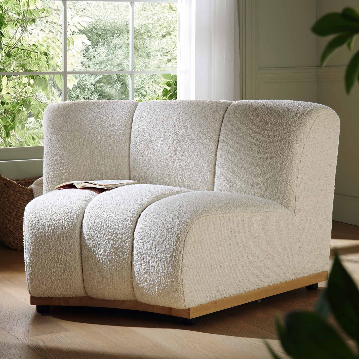 Canapé Modulable Granvia Ecru Boucle, Canapé Courbé 1 Place