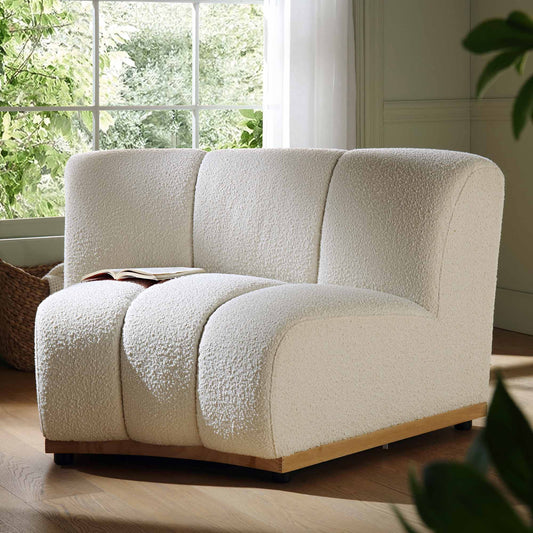 Canapé Modulable Granvia Ecru Boucle, Canapé Courbé 1 Place