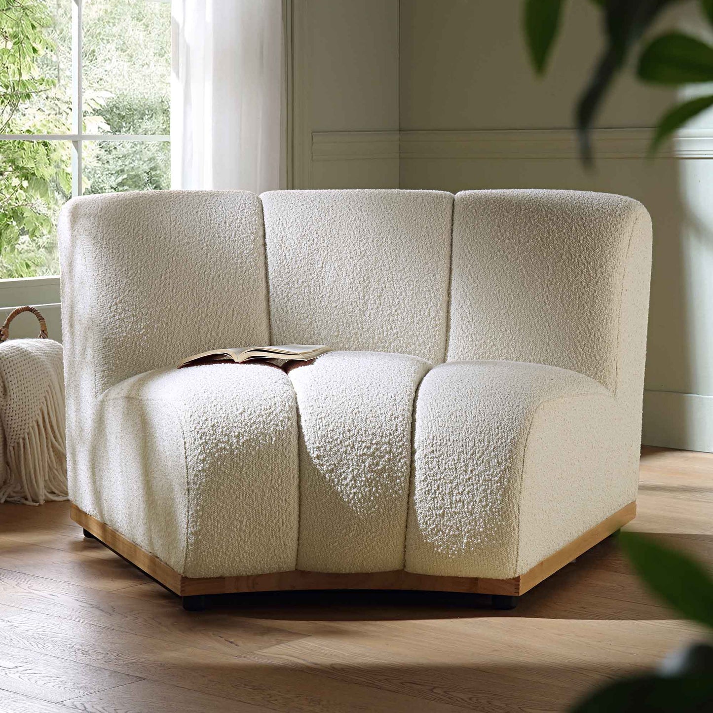 Canapé Modulable Granvia Ecru Boucle, Canapé Courbé 1 Place