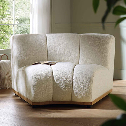 Canapé Modulable Granvia Ecru Boucle, Canapé Courbé 1 Place