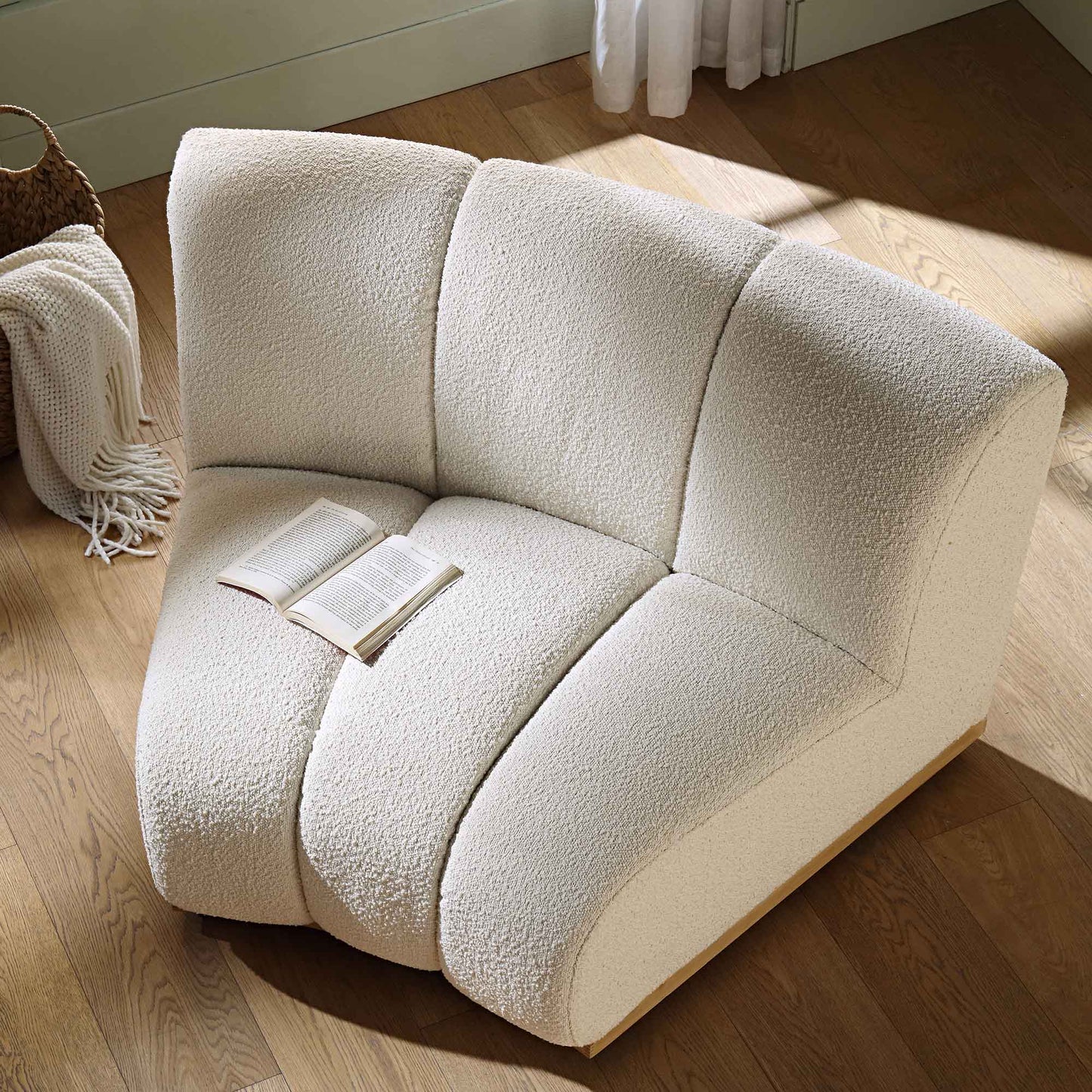 Canapé Modulable Granvia Ecru Boucle, Canapé Courbé 1 Place