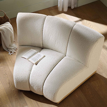 Canapé Modulable Granvia Ecru Boucle, Canapé Courbé 1 Place