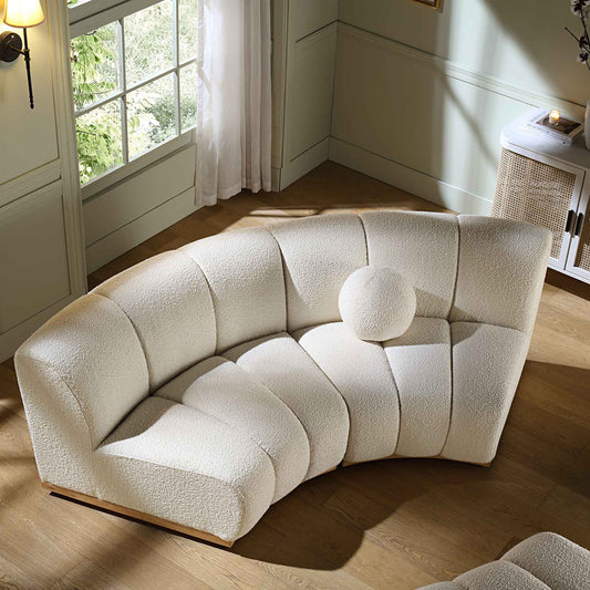 Canapé Modulable Granvia Ecru Boucle, Canapé Courbé 2 Places