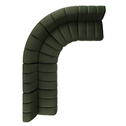 Canapé modulaire Granvia en velours vert mousse, grand canapé 5 places en forme de L